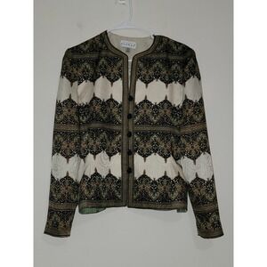 Adrianna Papell Silk Jacquard Blazer Jacket  Paisley Print Formal Evening Size 6